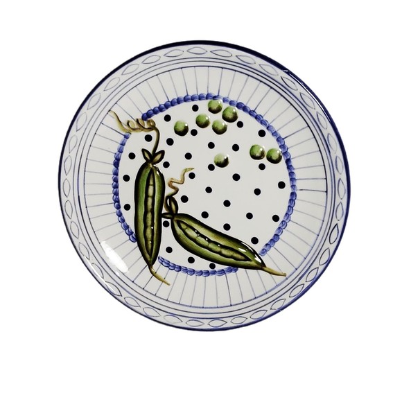 Whimsical Handcrafted Aqua Green Peas in Pod Ceramic Wall Art Plate - Picture 2 of 4